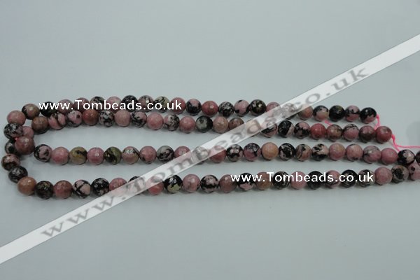 CRD12 15.5 inches 8mm faceted round rhodonite gemstone beads