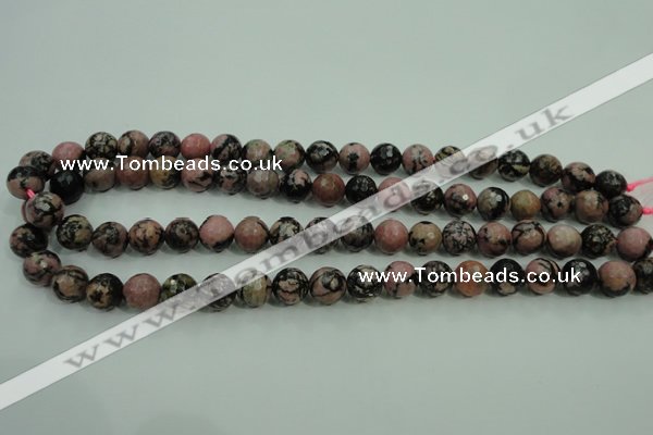 CRD14 15.5 inches 10mm faceted round rhodonite gemstone beads