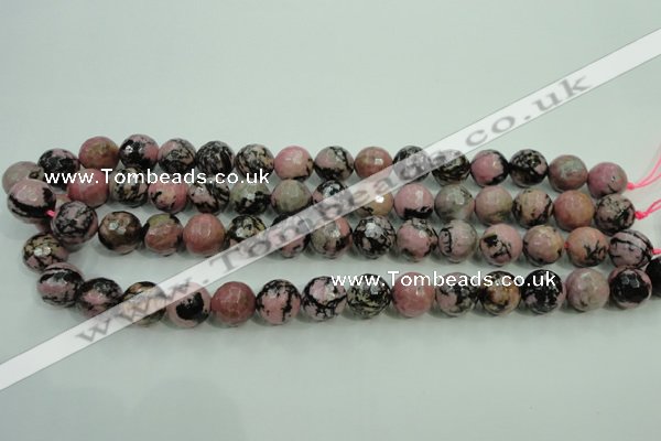 CRD15 15.5 inches 12mm faceted round rhodonite gemstone beads