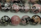 CRD16 15.5 inches 14mm faceted round rhodonite gemstone beads