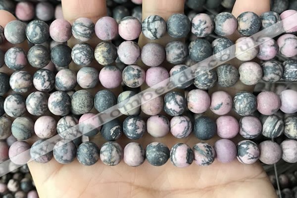 CRD32 15.5 inches 8mm round matte rhodonite beads wholesale