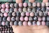 CRD33 15.5 inches 10mm round matte rhodonite beads wholesale