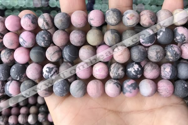 CRD33 15.5 inches 10mm round matte rhodonite beads wholesale