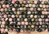 CRD373 15 inches 6mm faceted round rhodonite beads wholesale