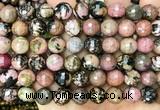 CRD375 15 inches 10mm faceted round rhodonite beads wholesale