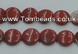 CRE06 16 inches 12mm flat round natural red jasper beads wholesale