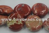 CRE08 16 inches 20mm flat round natural red jasper beads wholesale