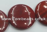 CRE10 16 inches 30mm flat round natural red jasper beads wholesale