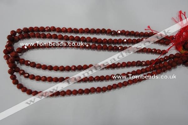 CRE101 15.5 inches 6mm faceted round red jasper beads wholesale