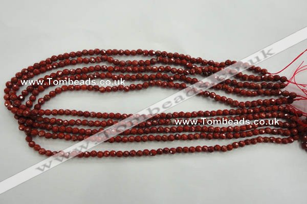 CRE151 15.5 inches 4mm faceted round red jasper beads wholesale