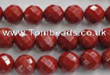 CRE154 15.5 inches 10mm faceted round red jasper beads wholesale