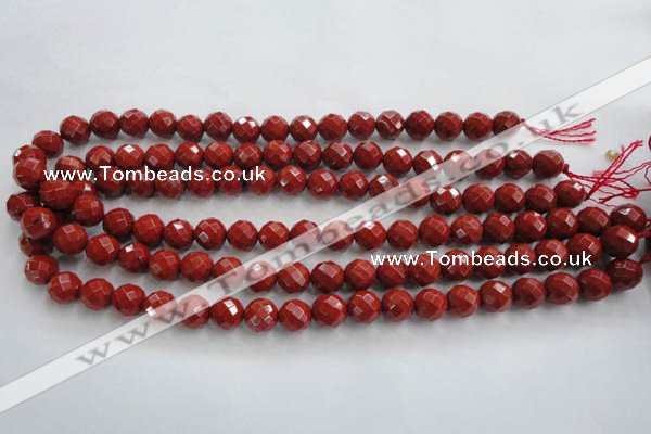 CRE154 15.5 inches 10mm faceted round red jasper beads wholesale