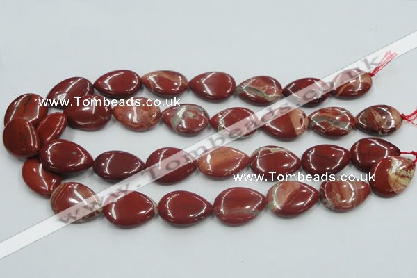 CRE16 16 inches 18*25mm flat teardrop natural red jasper beads wholesale