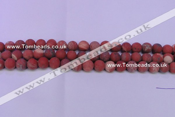 CRE160 15.5 inches 4mm round matte red jasper beads