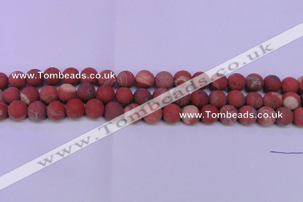 CRE164 15.5 inches 12mm round matte red jasper beads