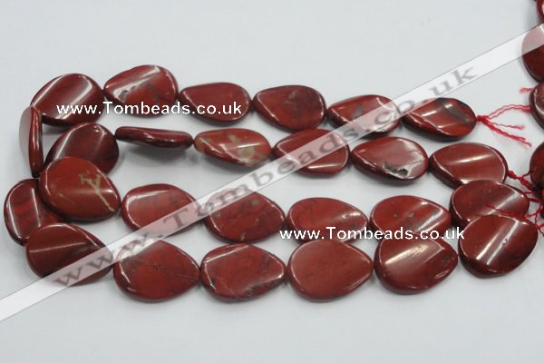 CRE18 16 inches 22*30mm twisted teardrop natural red jasper beads wholesale