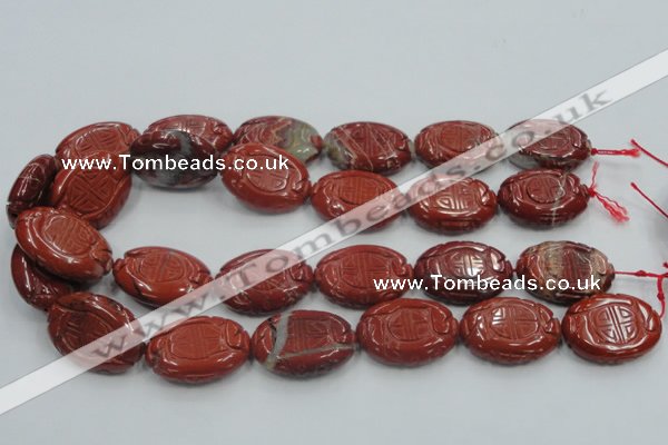 CRE19 16 inches 22*30mm carved oval natural red jasper beads wholesale