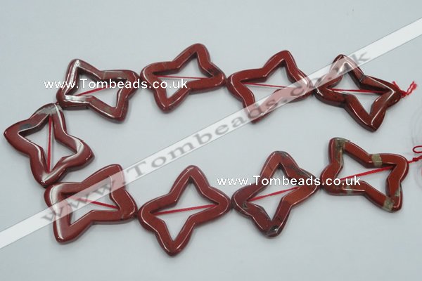 CRE23 16 inches 30*40mm bowknot natural red jasper beads wholesale