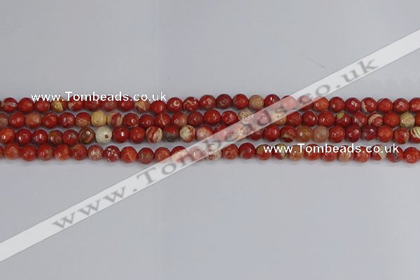 CRE330 15.5 inches 4mm faceted round red jasper beads