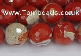 CRE334 15.5 inches 12mm faceted round red jasper beads