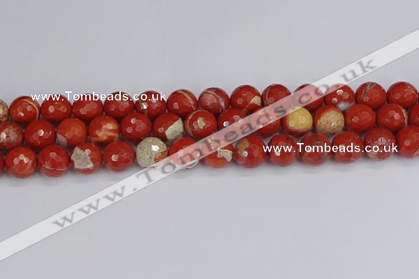 CRE334 15.5 inches 12mm faceted round red jasper beads