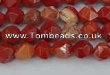 CRE345 15.5 inches 6mm faceted nuggets red jasper beads