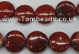 CRE35 15.5 inches 14mm flat round red jasper beads wholesale