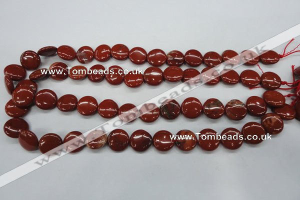 CRE35 15.5 inches 14mm flat round red jasper beads wholesale