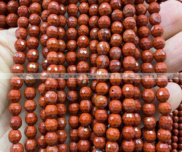 CRE384 15 inches 6mm faceted round red jasper beads wholesale