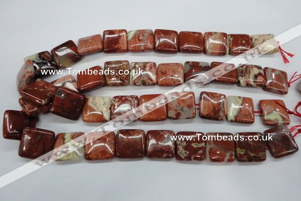 CRE58 15.5 inches 20*20mm square red jasper beads wholesale