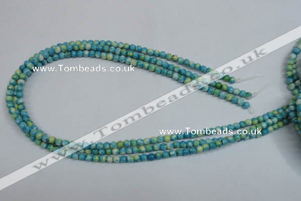 CRF100 15.5 inches 4mm round dyed rain flower stone beads wholesale