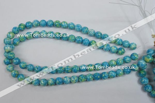 CRF103 15.5 inches 10mm round dyed rain flower stone beads wholesale