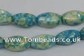 CRF114 15.5 inches 8*14mm rice dyed rain flower stone beads