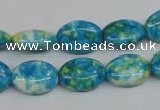 CRF124 15.5 inches 10*14mm oval dyed rain flower stone beads