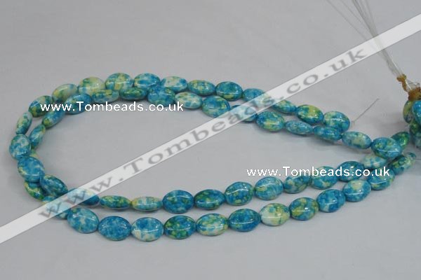 CRF124 15.5 inches 10*14mm oval dyed rain flower stone beads