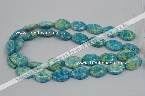 CRF128 15.5 inches 18*25mm oval dyed rain flower stone beads