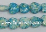 CRF132 15.5 inches 14*14mm heart dyed rain flower stone beads