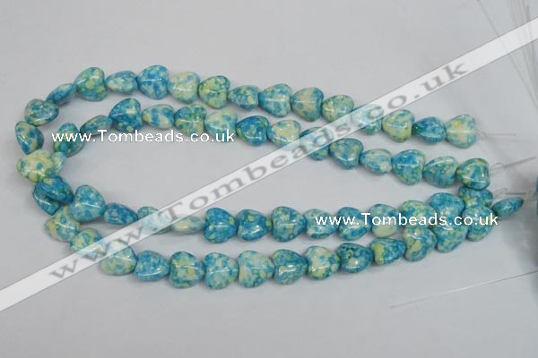 CRF132 15.5 inches 14*14mm heart dyed rain flower stone beads