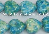 CRF134 15.5 inches 18*18mm heart dyed rain flower stone beads