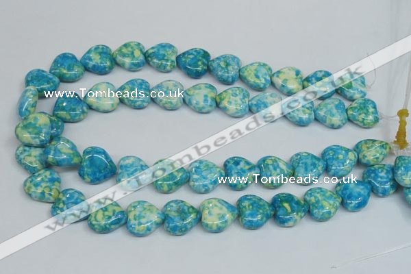 CRF134 15.5 inches 18*18mm heart dyed rain flower stone beads