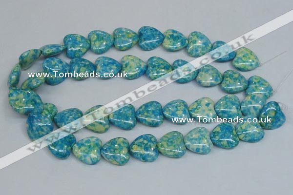 CRF135 15.5 inches 20*20mm heart dyed rain flower stone beads