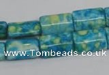 CRF138 15.5 inches 10*15mm flat tube dyed rain flower stone beads