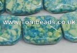 CRF145 15.5 inches 20*26mm rectangle dyed rain flower stone beads