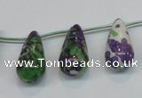 CRF15 11*21mm top-drilled teardrop dyed rain flower stone beads