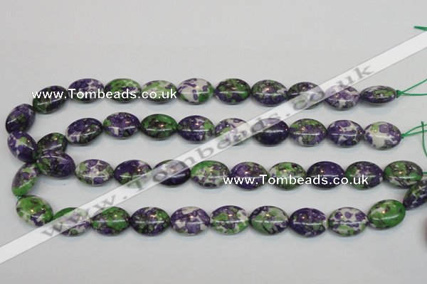 CRF18 15.5 inches 13*18mm oval dyed rain flower stone beads wholesale