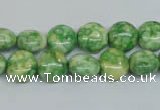 CRF196 15.5 inches 10mm flat round dyed rain flower stone beads