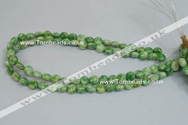 CRF196 15.5 inches 10mm flat round dyed rain flower stone beads