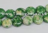 CRF197 15.5 inches 12mm flat round dyed rain flower stone beads