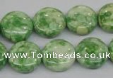 CRF199 15.5 inches 16mm flat round dyed rain flower stone beads