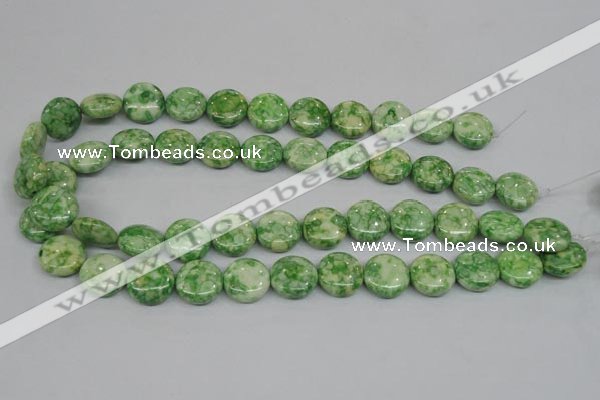 CRF199 15.5 inches 16mm flat round dyed rain flower stone beads